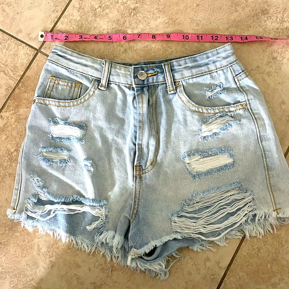 High Waisted Distressed Jean Shorts